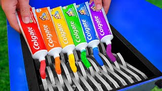 Experiment: Shredding Rainbow Toothpaste!