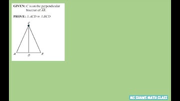 C is on the perpendicular bisector of AB. Prove triangles are congruent