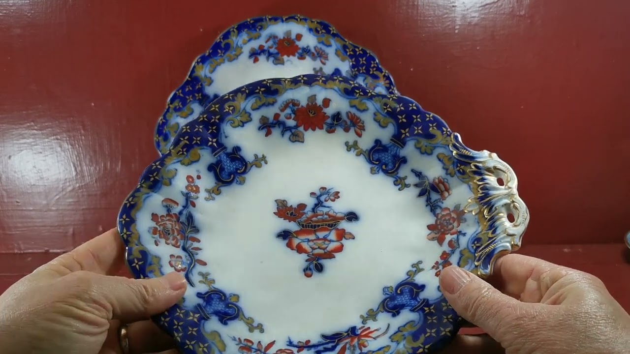 Pair of Antique Minton BB New Stone China 5184 Handled Dessert