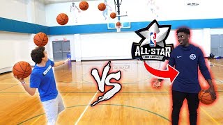 CRAZY BASKETBALL TRICKSHOTS VS NBA ALL STAR JRUE HOLIDAY!