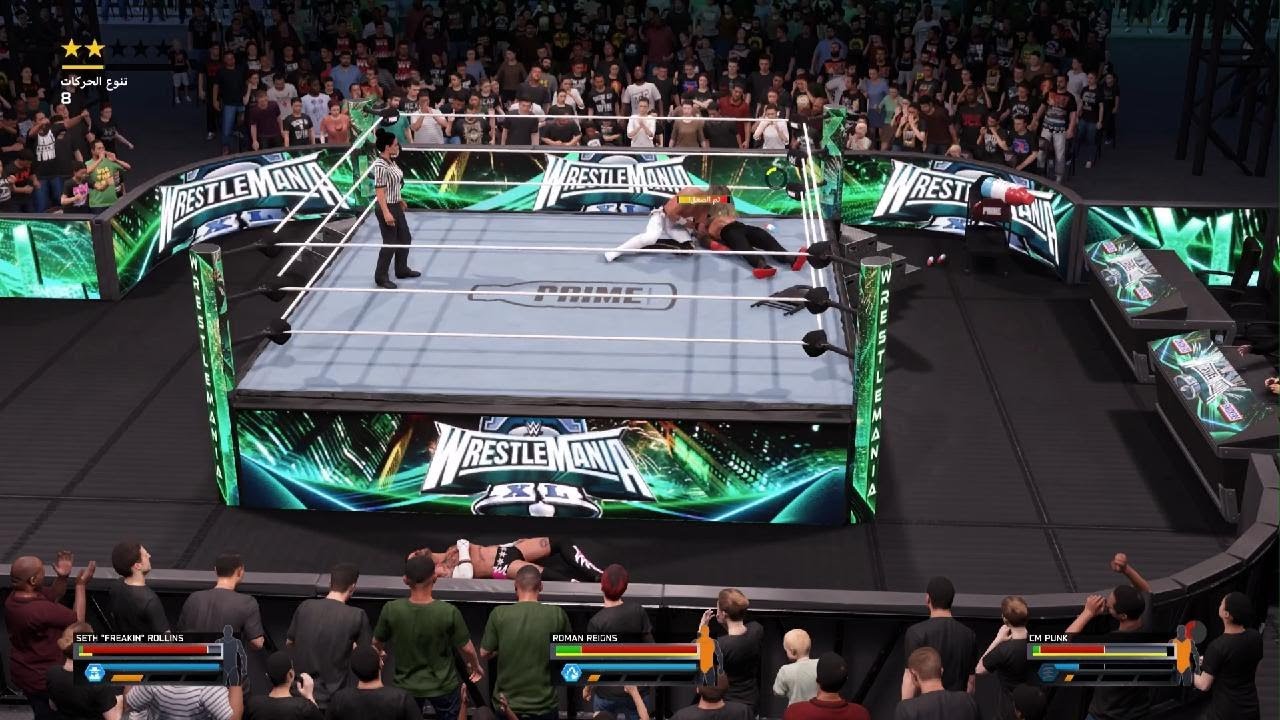 CM Punk vs Roman  Reigns vs Seth Rollins | Triple threat match:Wrestlemania