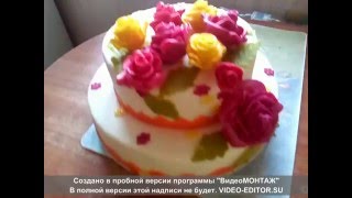 Двухъярусный торт из мастики с розами