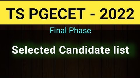 #TS PGECET 2022 Selected Candidates list #sampathinformation