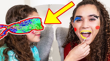Blindfolded Makeup Challenge With CLOWN Makeup Part 2!! (Haschak Sisters)