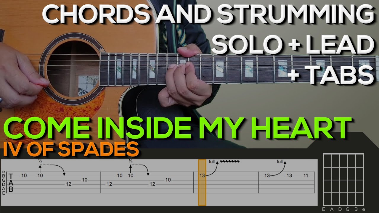 IV of Spades Come Inside of my Heart Guitar Tutorial [SOLO, LEAD