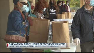 Salvation Army serves Thanksgiving dinner, more than 100 volunteers help cook, prepare