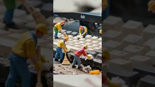 Miniature workers are cleaning the computer keyboard area. #shortvideo #ai #educationalvideo