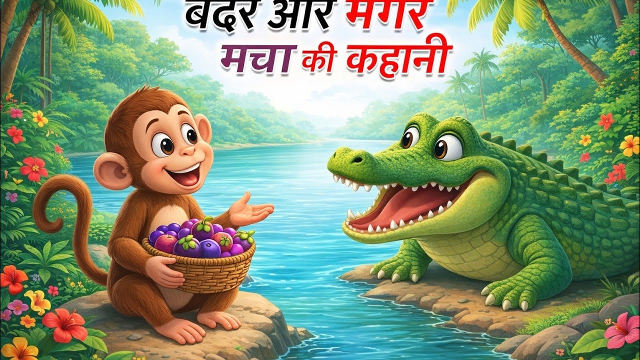 चालाक बंदर और भूखा मगरमच्छ l बुद्धिमान बंदर की जीत ll cartoon story l