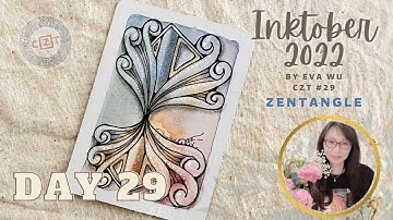 Day 29 Inktober 2022 Zentangle pattern #AVRO #mooka 禪繞畫 #1862 by Eva Wu ゼンタングル ATC tile