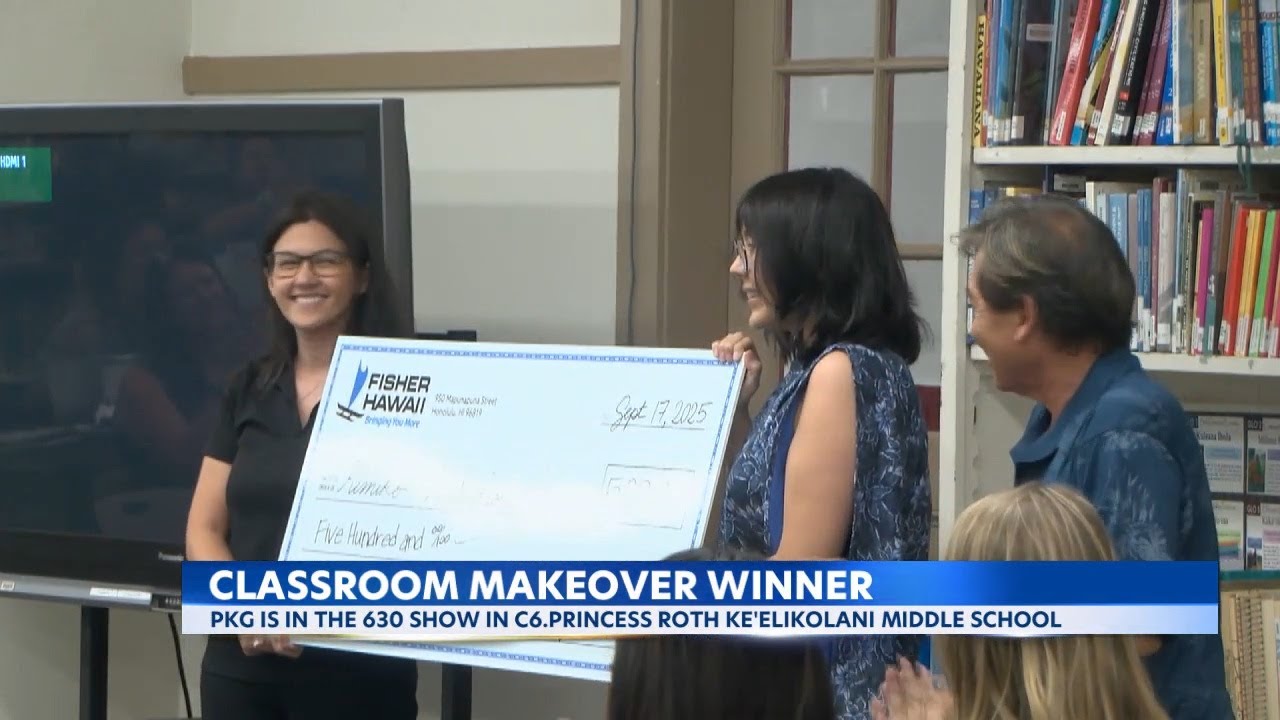 Keelikolani Middle School teacher wins classroom makeover contest - YouTube