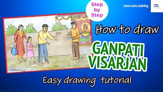 Ganpati Visarjan Drawing Easy Ganpati Visarjan Memory Drawing