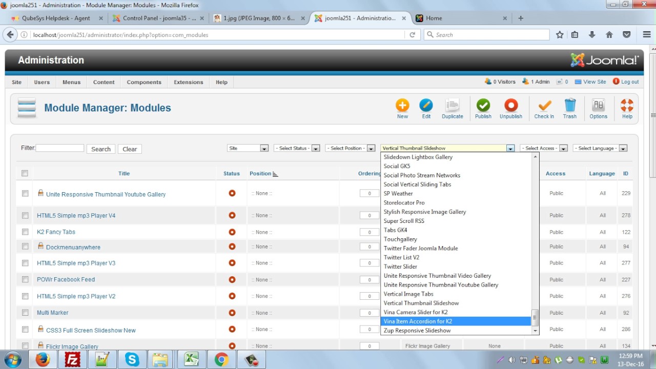 Image slideshow with vertical thumbnails slider Joomla Module