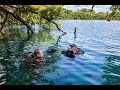 Diving at cenote Azul in Bacalar