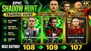 Maldini(109), Cannavaro(108), De Rossi(107) Shadow Hunt Pack Training Guide eFootball 2026