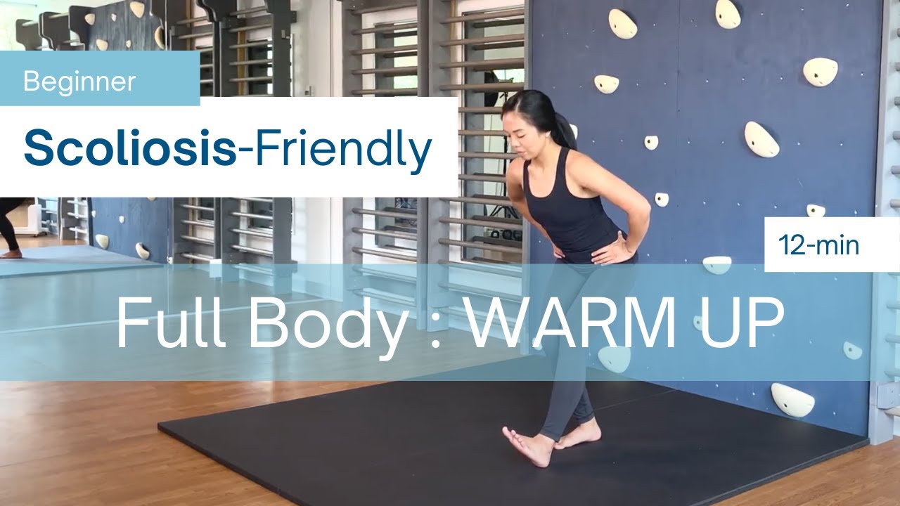 scoliosis pre-workout warm-up routine with breathing and dynamic stretching