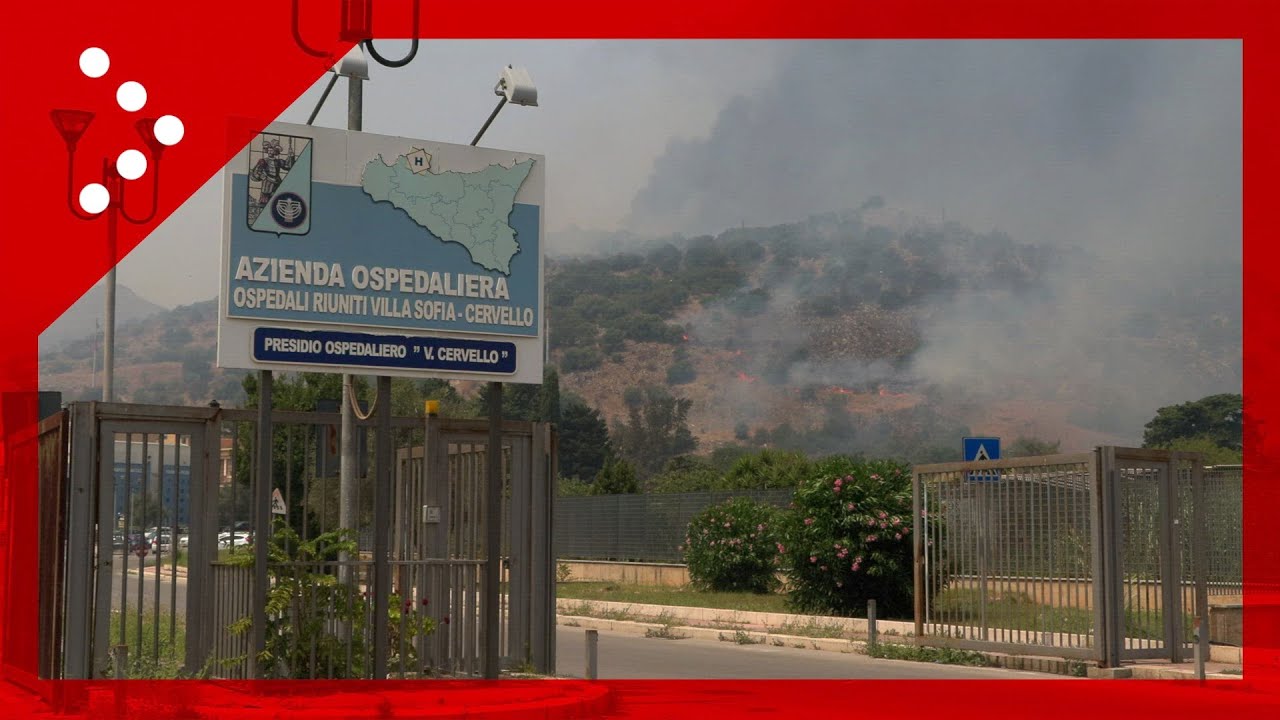 Palermo, fiamme vicino ospedale Cervello: presente denso fumo