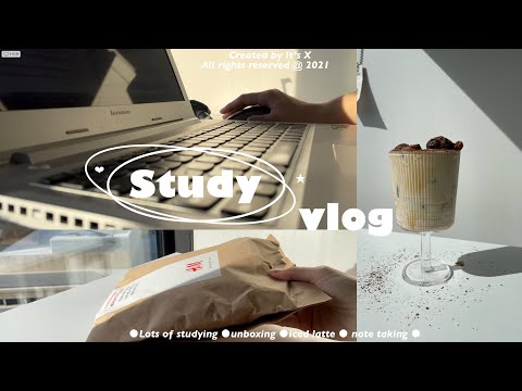 Study vlog : studying, note taking, unboxing, iced latte, jap food