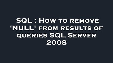 SQL : How to remove 