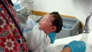 Lucas' First Bath