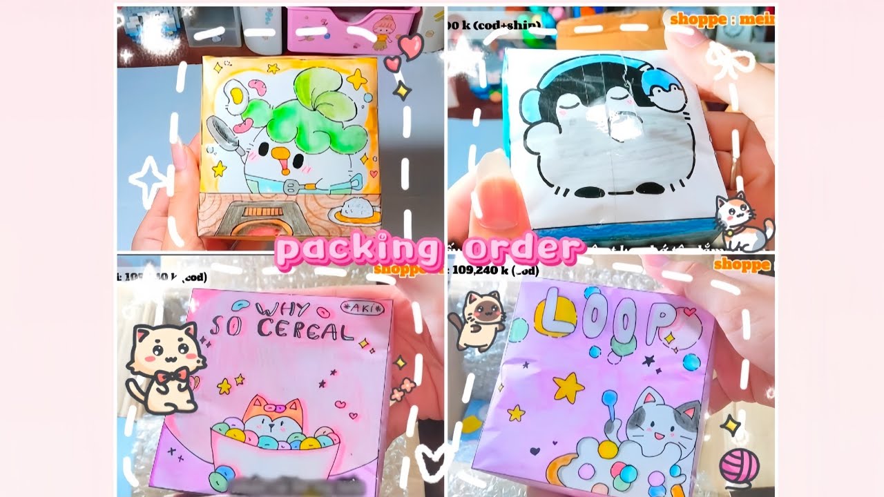 Gói 4 đơn hàng squishy giấy trên shoppe ✨🌷🍀/ meiner/ #góihàng #diy #handmade #packing 