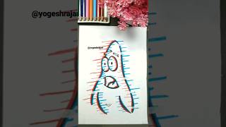 Drawing Patrick Star with Posca Marker's Glitch effect #shorts