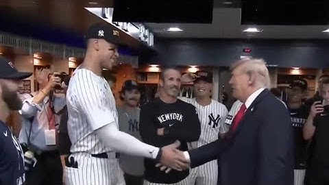 Aaron Judge en president Donald Trump in het clubhuis