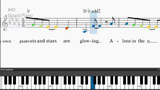 Alone In The Universe by Stephen Flaherty - Easy piano tutorials with leadsheet and chords