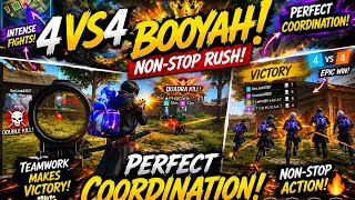 4VS4 BOOYAH 🔥 Non-Stop Rush &amp; Perfect Coordination | Free Fire Clash Squad