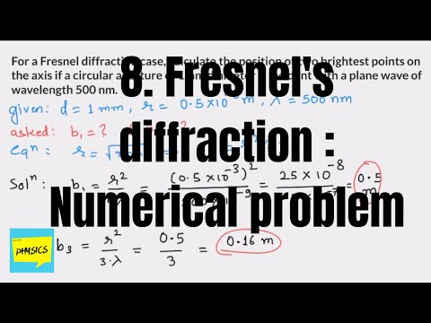 8. Fresnel's diffraction : Numerical problem | circular aperture (2020)