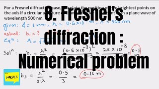 8. Fresnel's diffraction : Numerical problem | circular aperture (2020)