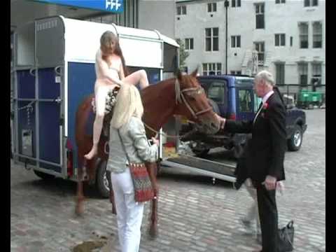 Lady Godiva rides horse to Downing Street to publi...