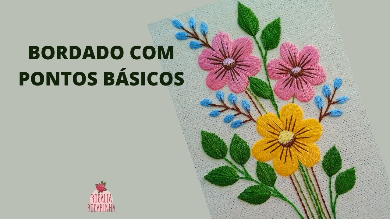 COMO FAZER BORDADO: pontos de bordado para iniciantes com riscos para  bordar em bastidor - grátis 