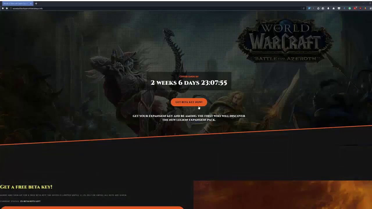 WoW Battle For Azeroth Beta Key Giveaway