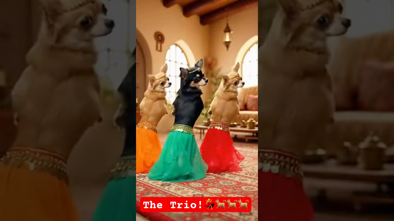 The Chihuahua Belly Dance Trio You Didn’t Know You Needed😂🐕🐕🐕