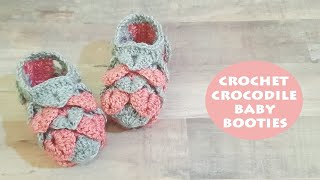 How to crochet crocodile stitch baby booties/slippers? | Crochet With Samra