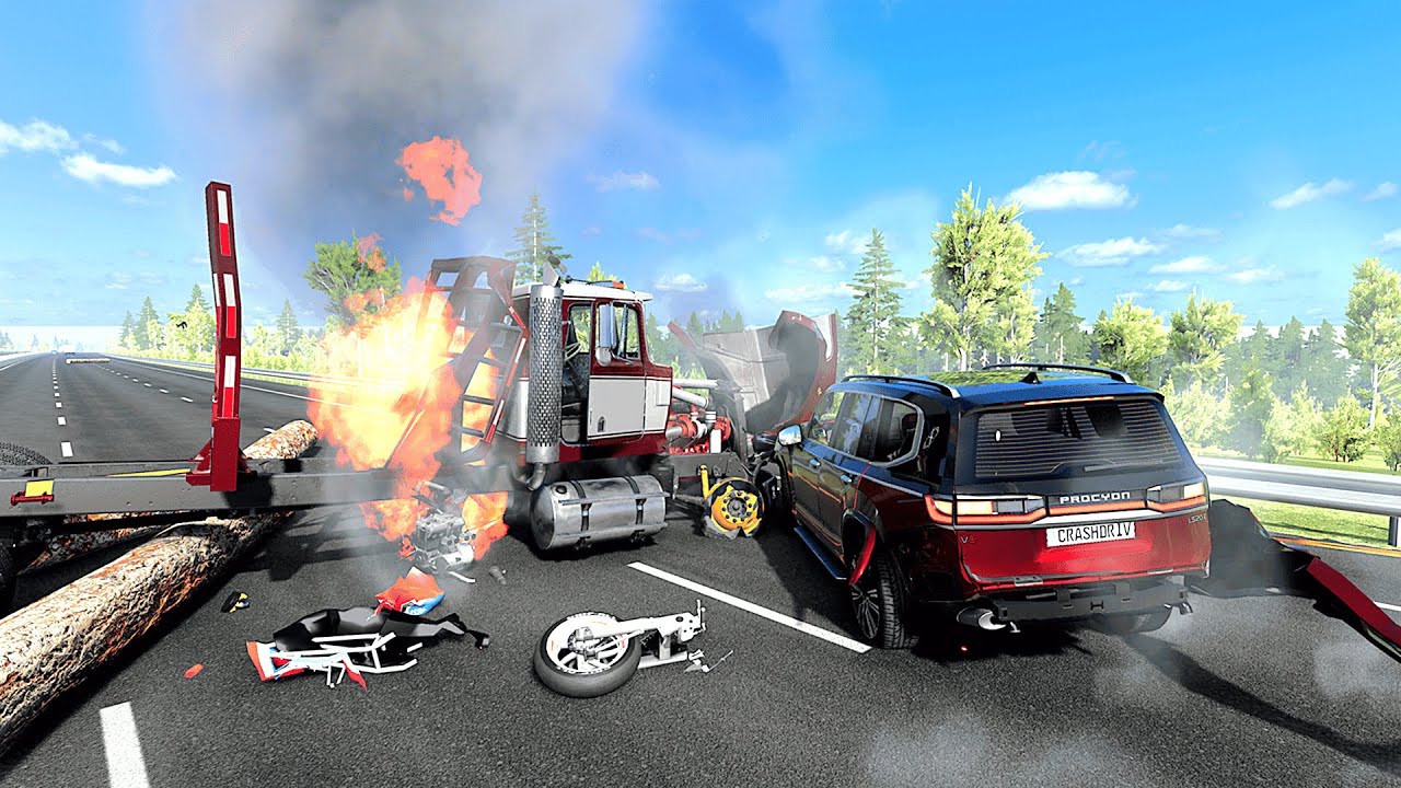 😱 The Moment of Impact! Truck Causes Massive Pile-Up!