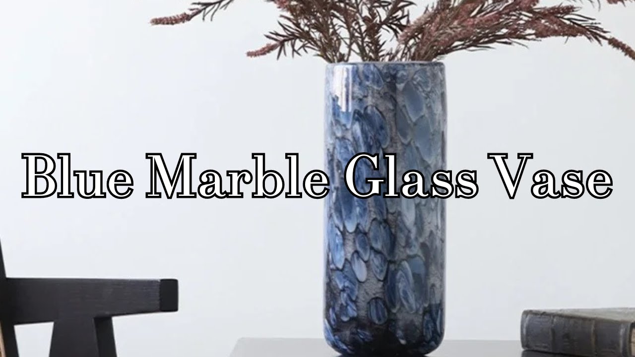 Blue Marble Glass Vase 