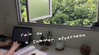 study with me (on a rainy afternoon) | 1 hour, real time