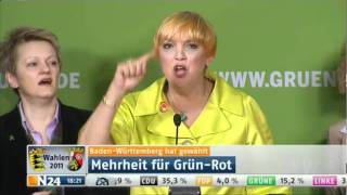 Claudia Roth Deutschland wird Grün LIVE Landtagswahl 18 19 N24 in Baden Württemberg und Rheinland Pfalz 2011 03 27