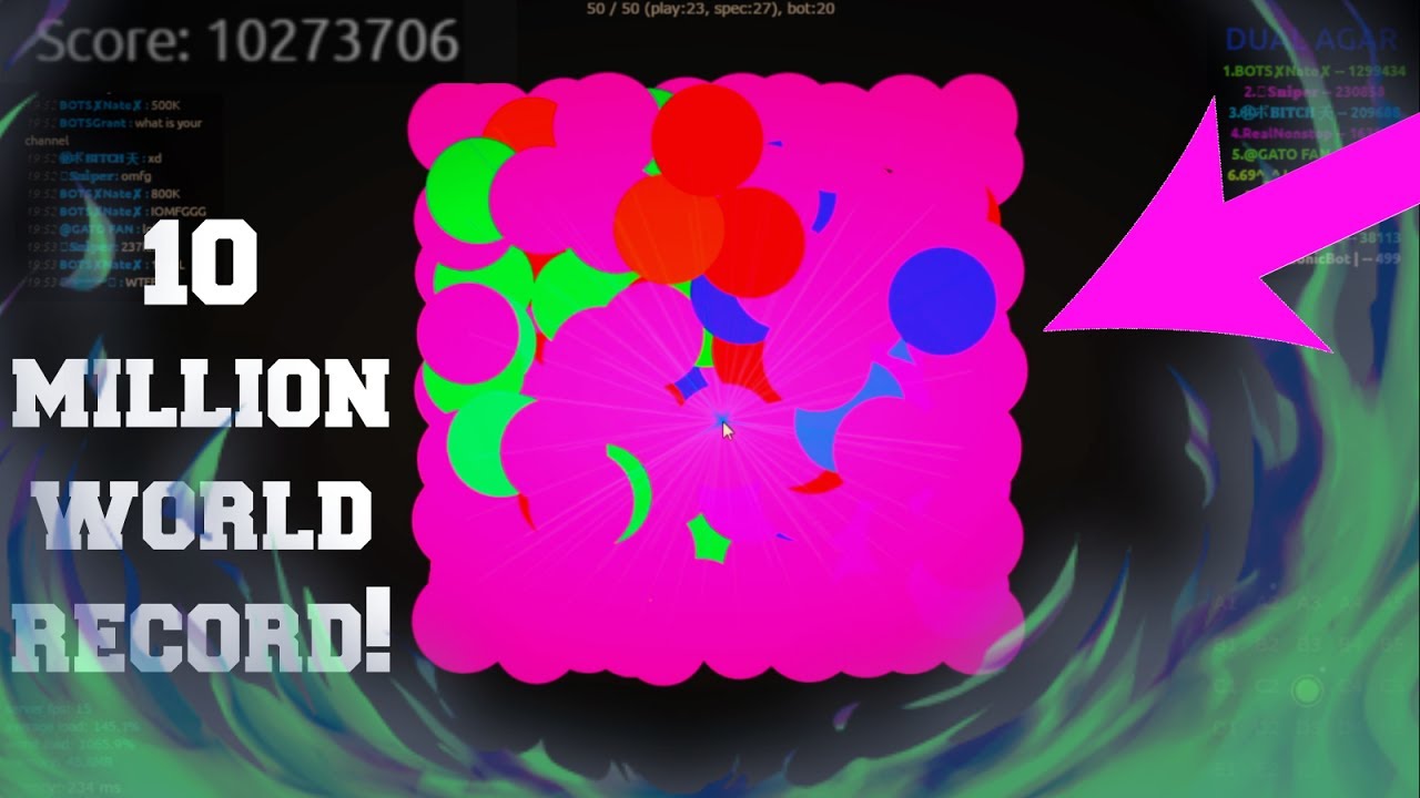 10,000,000 SCORE ON DUAL AGAR! 10 Million Hacked Server! (World Record?)