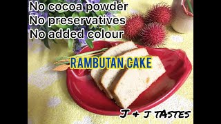 Rambutan cake ( റംബുട്ടാൻ കേക്ക്) / no cocoa powder, preservatives, added colour.