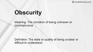 Obscurity Meaning
