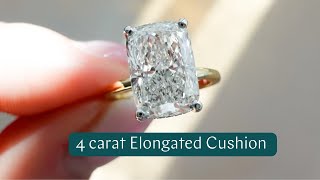 THE PERFECT 4 CARAT ELONGATED CUSHION Cut Solitaire Ring