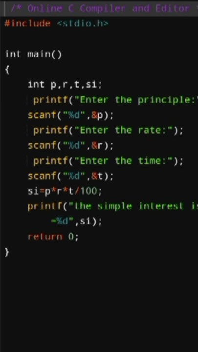BCA ll C programming language ll Find Simple Interest ll #viral #ccsu # ...