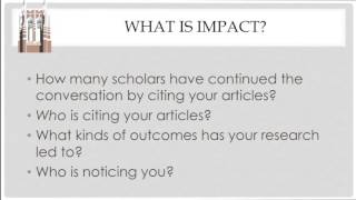 What is “Impact” for Scholars