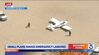 Small plane makes emergency landing on Huntington Beach