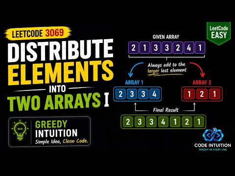LeetCode 3069: Distribute Elements Into Two Arrays I | Simulation Solution (C++) | Code Intuition