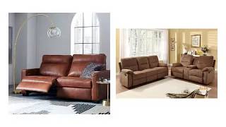 Captivating Light Brown Leather Reclining Sofa In The Living Room