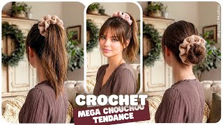 Download Lagu 😍😜 ÉLÉGANT ET SIMPLE !!! LE RETOUR DU MEGA CHOUCHOU AU CROCHET 💖👋 TUTO FACILE @MamieCrochet MP3