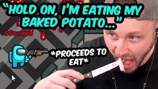 SSundee STARTS EATING His BAKED POTATO in the MIDDLE of PLAYING Meccha Chameleon!